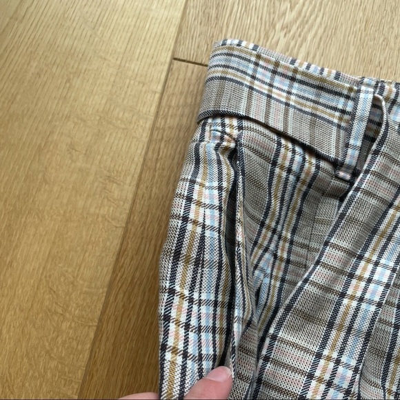 NWOT CHECKED LINEN BLEND BERMUDA SHORTS - 6 - Picture 6 of 13
